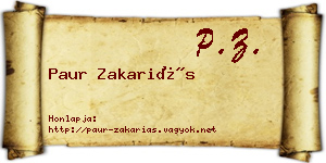 Paur Zakariás névjegykártya